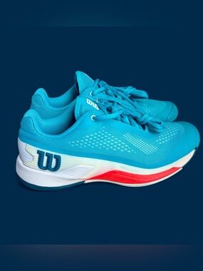 Wilson Rush Pro V4.0 Shoes Women Sz 8.5 Tennis Pickleball Teal White Scuba Blue